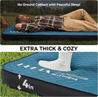 HEETA Self Inflating Sleeping Pad with Electric Pump, 4" Ultra Thick Memory Foam Camping Mattress, 9.5 R-Value Insulated Sleeping Mat, Easy to Inflate & Deflate for Camping Car Travel Tent Cot Bed