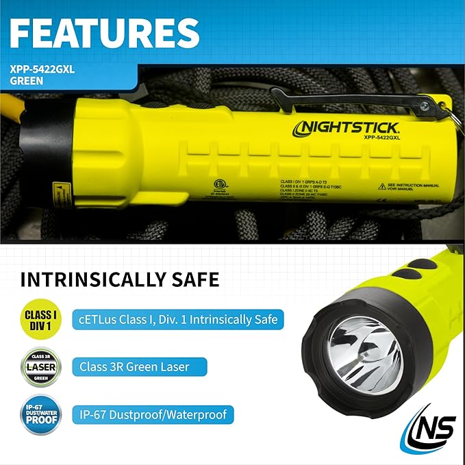Nightstick XPP-5422GXL Intrinsically Safe Flashlight w/Green Laser - 3 AA (not Included) - Green - UL913