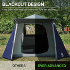 EVER ADVANCED Blackout 6 Person Camping Tent, Instant Cabin Tent for Family with Vestibule and Large Mesh Windows, 60s Easy Setup, Double Layer, Water-Resistant
