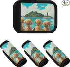 4 PC Luggage Handle Wrap Luggage Handle Covers Tags for Suitcase Bags Travel Luggage Handle Identifier Gripper Poodle Island Adventure Blue