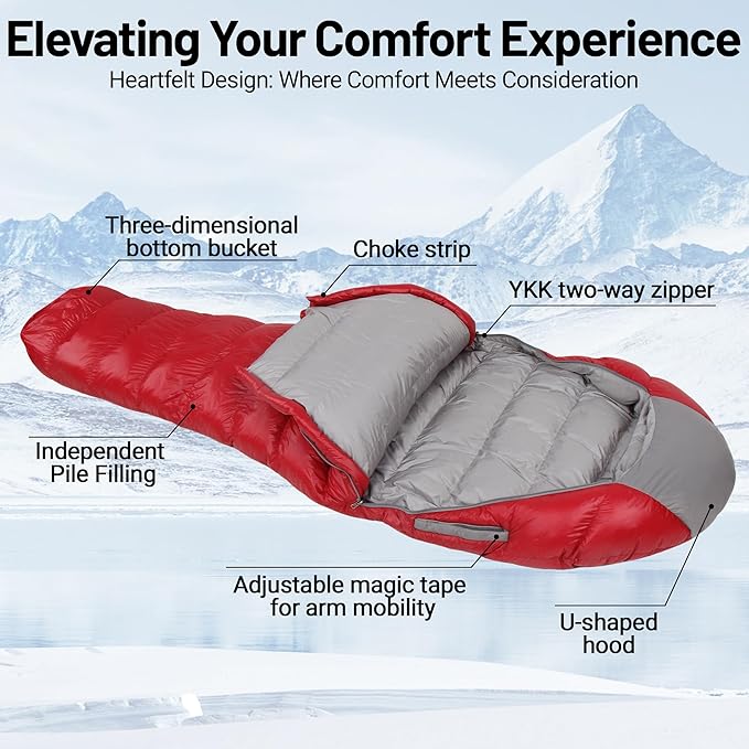 Himalaya 0 Degree Sleeping Bag for Adult Ultralight Down, -20°F-40°F, Cold Weather, Autumn & Winter, Hiking Backpacking Sleeping Bags