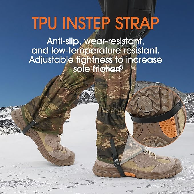 Waterproof Adjustable Leg Gaiters for Men and Women Snow Boot Gaiters for Hiking in Hunting Sand and Mud Mountain Climbing or Snowshoeing