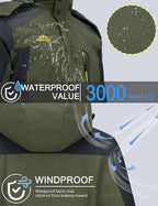 TACVASEN Men's Winter Ski Jacket Waterproof Snow Coats Snowboard Fleece Lining Jacket Warm Parka with Hooded