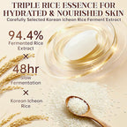 5PCS Rice Skincare Set, Korean Hydrating Skin Care for Girls Teens Women, Rice Cleanser Toner Serum Face Cream Eye Cream, Moisturizing Daily Skincare Routine Kit