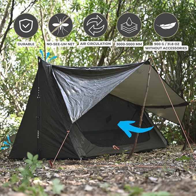 onewind Ultralight One Person Bivy Tent, Backpacking Tent for Single Person Waterproof Silnylon Lightweight for Camping Backpacking Hiking, NO Trekking Pole