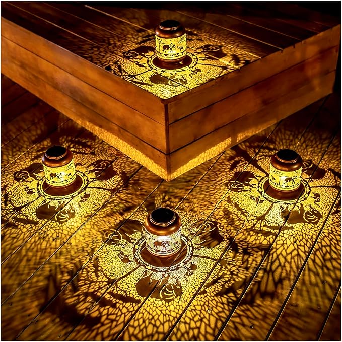 Elephant Solar Lanterns Outdoor Waterproof Hanging Solar Lights Elephant Gifts for Women/Men/Elephant Lovers Gifts Metal Decorative LED Elephant Lanterns for Garden Decor,Patio,Lawn,Pathway,Yard