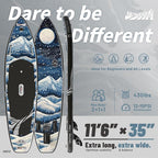 Novelty 11'6" x 35" Inflatable Stand Up Paddle Board with Seat- Stable SUP Board for Adults - Portable Paddleboard for Yoga, Surfing, Fishing - Includes Full Accessories Kit