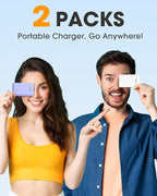 TG90° 2 Pack External Battery Pack 5000mAh Portable Charger, USB C Power Bank with Built-in Foldable AC Wall Plug and Cables, Mini Battery Charger Compatible with iPhone, Samsung, Google etc