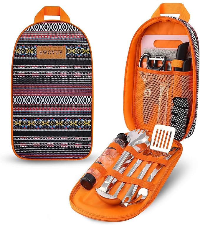 Camping Cooking Utensils Set- Camping Essentials Cookware Accessories Gear Must Haves Camper Tent Camp Kitchen Rv Gadgets Outdoor Stove Portable Picnic Gifts for Women BBQ Stuff