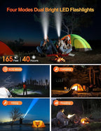 Solar Charger Power Bank, 40000mAh Wireless Portable Charger QC3.0 PD 20W Fast Charging with USB-C in/Output, External Battery Pack with Dual Flashlights Hiking Camping Essential