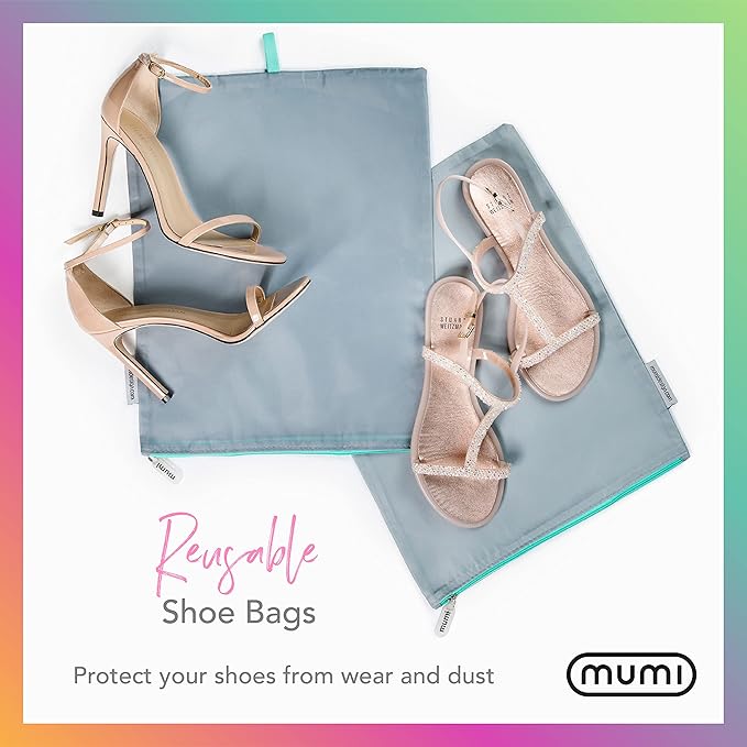 MUMI Travel Shoe Bags Set of 2 – Waterproof Shoe Bag for Travel, Gym, Storage, Packing – Lightweight Shoe Travel Bags for Suitcase, Closet, Backpack – Travel Shoe Organizer for Men and Women (Pink)