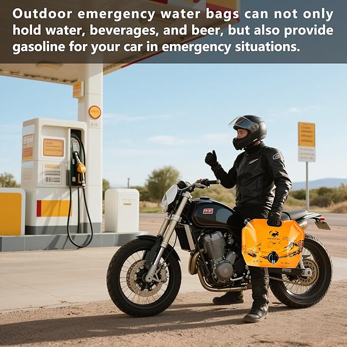 Collapsible 8L Water Storage Bag, BPA-Free Portable Folding Water Jug with Adjustable Faucet, Leakproof Emergency Water Bag for Camping, Hiking, Riding, Outdoor Sport (Blue & Orange 4)