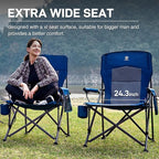 EVER ADVANCED Oversized Folding Camping Chair, for Adults Heavy Duty Lawn Chair with Side Pockets, Portable Collapsible Quad Chair for Outside, Support Up to 500lbs, Blue