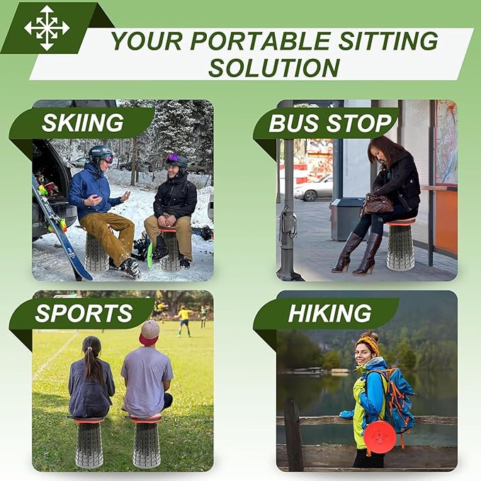 ALEVMOOM 2025 Upgraded XXL Collapsible Stool with Cushion 19.7",1000lbs Max Weight,Wider & Taller Pop Up Seat, Heavy Duty Portable Retractable Folding Stool for Camping & Outdoors (Red)