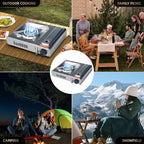 1-Burner Butane Camping Stove with Windblocker,10000 BTU Portable Camp Gas Stove for Outdoor Cooking,Camping,Tailgating, Stainless Steel Single Burner with Carry Case