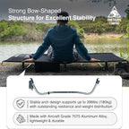 ONETIGRIS SUPRAGRIS Camping Cot, Support Up to 400lbs, Lightweight Comfortable Folding Bed for Camping, Hiking, Backpacking, Travel, Car Trips, Office Nap (Black)