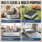 Queen Air Mattress with Built-in Pump, 18" Top Inflatable Mattress with Waterproof Flocking Fabric, Three-Minute Quick-Inflatable Bed. Portable Blow Up Mattress for Home, Outdoor and Guests