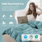 puredown® King Size Blanket for Bed, Ultra Soft Lightweight Down & Feather Fill, All Season Blanket, Machine Washable, 88"X108", Sea Blue