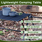 Folding Camping Table, Large Portable Camping Side Table with Carry Bag, Ultralight Weighs Only 2.3lbs, Ideal for Camping, Hiking, Backpacking, Beach, Picnic, Travel