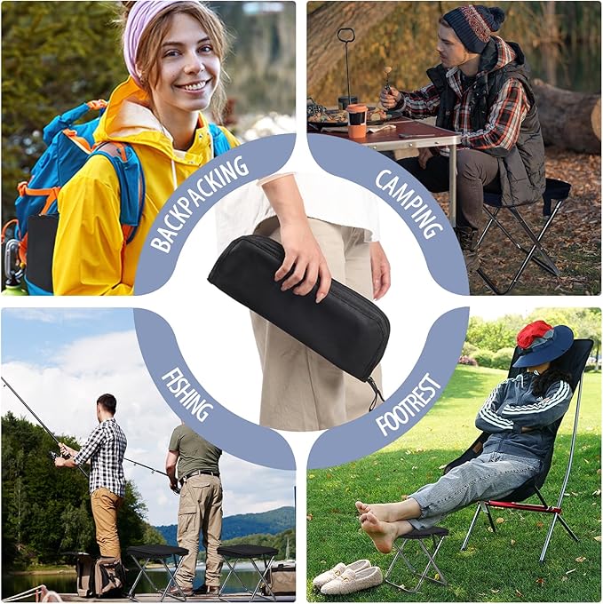 13-inch Lightweight Aluminum Folding Stool - Portable Compact Camping Stool Supports 300lbs, Handbag Style Carry - Ideal for Camping, Fishing, Backpacking, Outdoor, Travel