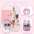Kids Carry On Luggage with Wheels Softside Kids Suitcase for Girls Airline Approved & Girls Multi-function Carry Bag 4pcs Set