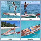 11'6"x35"x6" Wood Grain Stand Up Paddle Board Inflatable, Portable SUP Paddleboard with Complete Accessories, Camera Mount and 10L Dry Bag,Extra Wide Blow Up Paddle Board for Adults Youth Family