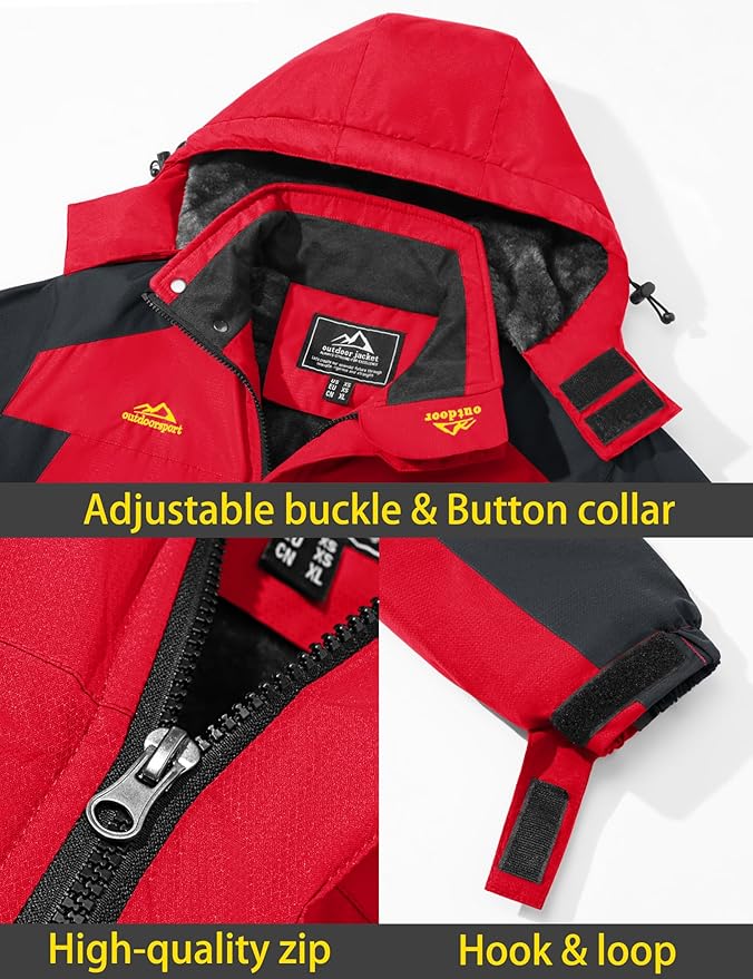 TACVASEN Men's Winter Ski Jacket Waterproof Snow Coats Snowboard Fleece Lining Jacket Warm Parka with Hooded