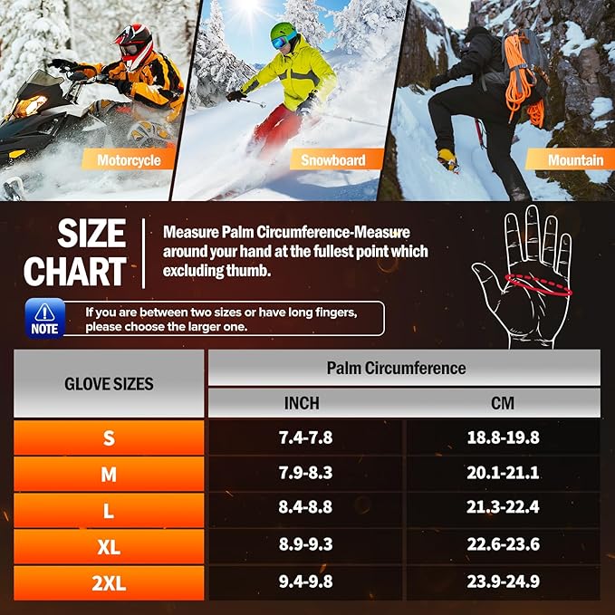 Heated Gloves for Men Women Rechargeable Waterproof Electric Motorcycle Gloves for SKI Snowboard Camping Hiking Camping
