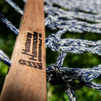 Hatteras Hammocks Deluxe Navy Oatmeal Heirloom Tweed Duracord Rope Hammock with Free Extension Chains & Tree Hooks, Handcrafted in The USA, 450 LB Weight Capacity, 13 ft. x 60 in