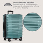 U.S. Traveler Boren Expandable Hardside Rugged Travel Luggage with 8 Spinner Wheels, Teal, Checked-Large 30-Inch