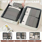 BAGAIL 4 Set/6 Set/8 Set Compression Packing Cubes Travel Accessories Expandable Packing Organizers (Half Mesh, 8-Beige)