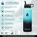 HYDRO CELL Stainless Steel Insulated Water Bottle with Straw - For Cold & Hot Drinks - Metal Vacuum Flask with Screw Cap and Modern Leakproof Sport Thermos for Adults (Teal/Black 40oz)