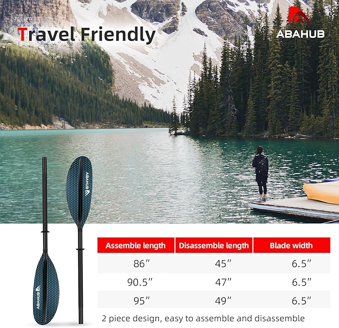 Abahub Kayak Paddle, 90.5 Inches Kayaking Oars for Boating, Canoeing with Free Paddle Leash, Aluminum Alloy Shaft Black/Blue/Green/Orange/Yellow Plastic Blades