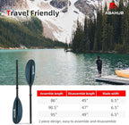 Abahub Kayak Paddle, 90.5 Inches Kayaking Oars for Boating, Canoeing with Free Paddle Leash, Aluminum Alloy Shaft Black/Blue/Green/Orange/Yellow Plastic Blades