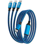 100W USB C Multi Charging Cable, Nylon 3 in 1 Fast Charging Cable with E-Mark Chip, Type C [100W]+IP[27W]+Micro[15W], Universal USB C Charger Cord with Type-C/Micro USB and IP Port (1Pack, 5FT)