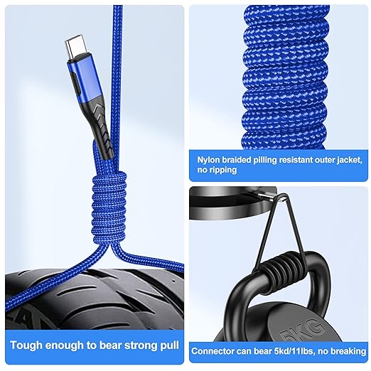 Durcord USB C Fast Charging Cable, Upgraded 2Pack 6ft USB C Charger for Android Phone Pad, Type C Charger Braided USB Cable Compatible with iPhone 15/Pro/Plus/Max - Blue