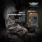 EVERLIT Occlusive Chest Seal Non-Vented Adhesive Dressing for Open Chest Injury and Sucking Chest Wound (10 Count)