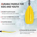 Kayak Paddles for Kid with Aluminum Shaft and PP Blade, Floating Kayaking Oars for Youth and Junior, Adjustable 163-183cm/64-72 Inches