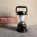 Retro LED Lantern 2-Pack, 360° COB 120 LM, Stepless-Dimming Battery Powered Camping & Hurricane Light, AA Batteries, Emergency/Power Outage (Grey-2 Pack)