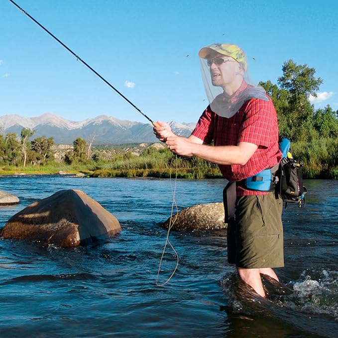 South to East Premium Mosquito Head Net for Insect 2 Pack, Ultra Large & Long, Extra Fine Holes, Fly & Bug Protection Gear for Camping, Hiking, Fishing, Gardening, Safari, Fit All Hats, Light Grey