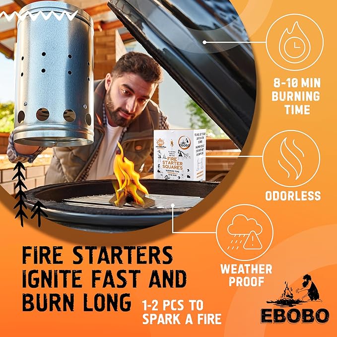 240 pcs Fire Starter Cubes – Natural Wax-Based, Odorless & Non-Toxic – Quick Ignition for BBQ Grill, Fireplace, Wood Stove, Fire Pit & Camping – Easy, Mess-Free Lighting