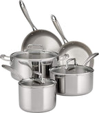 Tramontina Tri-Ply Clad Stainless Steel 8-Piece Cookware Set with Glass Lids, Pots and Pans Kitchen Set, Induction-Ready, Dishwasher-Safe, Made in Brazil