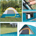 Camping Tent 4 Person, Waterproof Windproof Tent with Rainfly Easy Set up-Portable Dome Tents for Camping