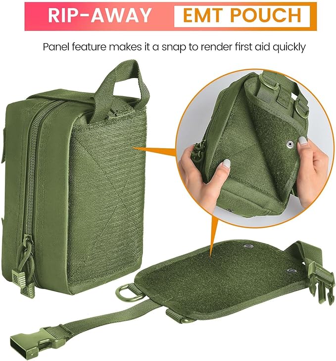 Medical Molle Pouch Tactical - 1000D Nylon First Aid Pouch, Big Capacity EMT Pouch Utility, Heavy Duty Military Grade Rip-Away Ifak Pouch for Home and Outdoor Activities（Bag Only