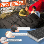 MEREZA Double Sleeping Bag for Adults Mens with Pillow, XL Queen Size Two Person Sleeping Bag for All Season Camping Hiking Backpacking 2 Person Sleeping Bags for Cold Weather & Warm