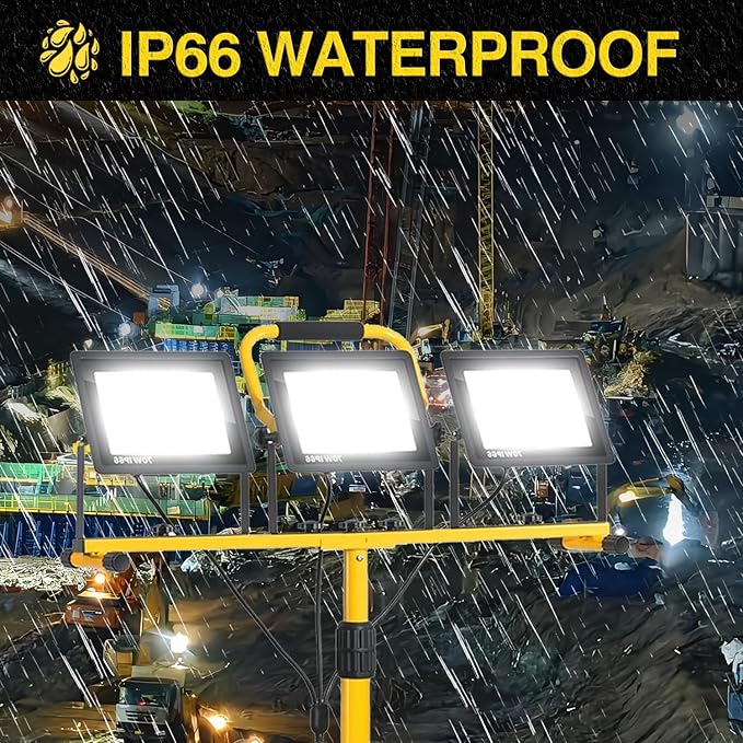 21000 lumens LED Work Light, IP66 Waterproof Portable Work Light, with Tripod, 16.4-Foot (About 5 Meters) Wire; Suitable for Outdoor and Indoor Workshop, Garage, and Construction site Lighting