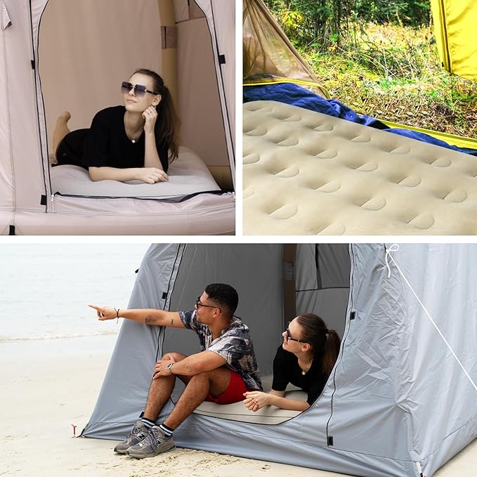 Twin Air Mattress with Fast Inflating Pump, Blow up Mattress of Wave Flocked Top, Durable Air Bed for Home, Camping & Guests 8in Bed Height – 500lb Weight Capacity