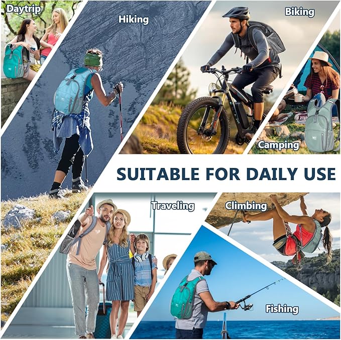 15L Hiking Backpack - Small Lightweight Packable Daypack Travel Outdoor Foldable Shoulder Bag Camping Hiking Backpack for Women Men - Blue