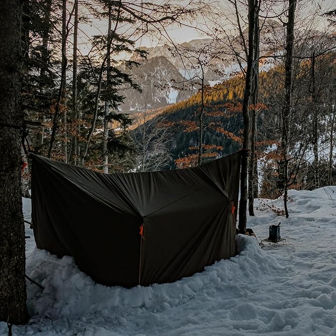 onewind 12×10 ft Hammock Tarp, Ultralight Versatile Camping Tarp Lightweight Waterproof Silnylon Hammock Rain Fly with Doors, Easy to Setup with Stuff Sack Tent Stakes, Dark Grey