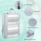 Compression Packing Cubes for Travel Expandable Mesh Packing Organizer Waterproof Portable Luggage Organizer Business Vacation Luggage Organizer-Gray 8 Pcs